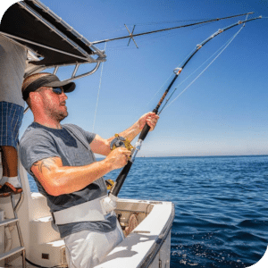 Man fishing on Lake Superior